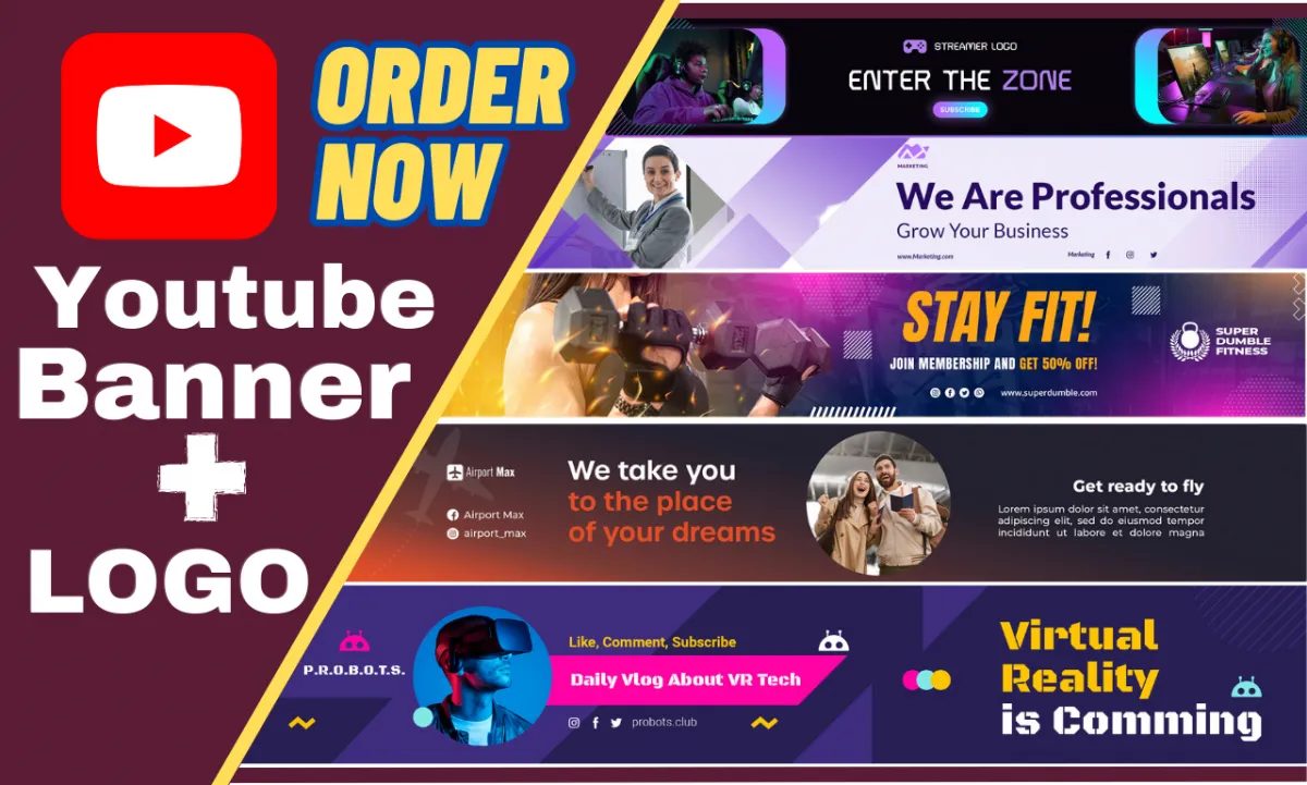 design an awesome Youtube banner and logo